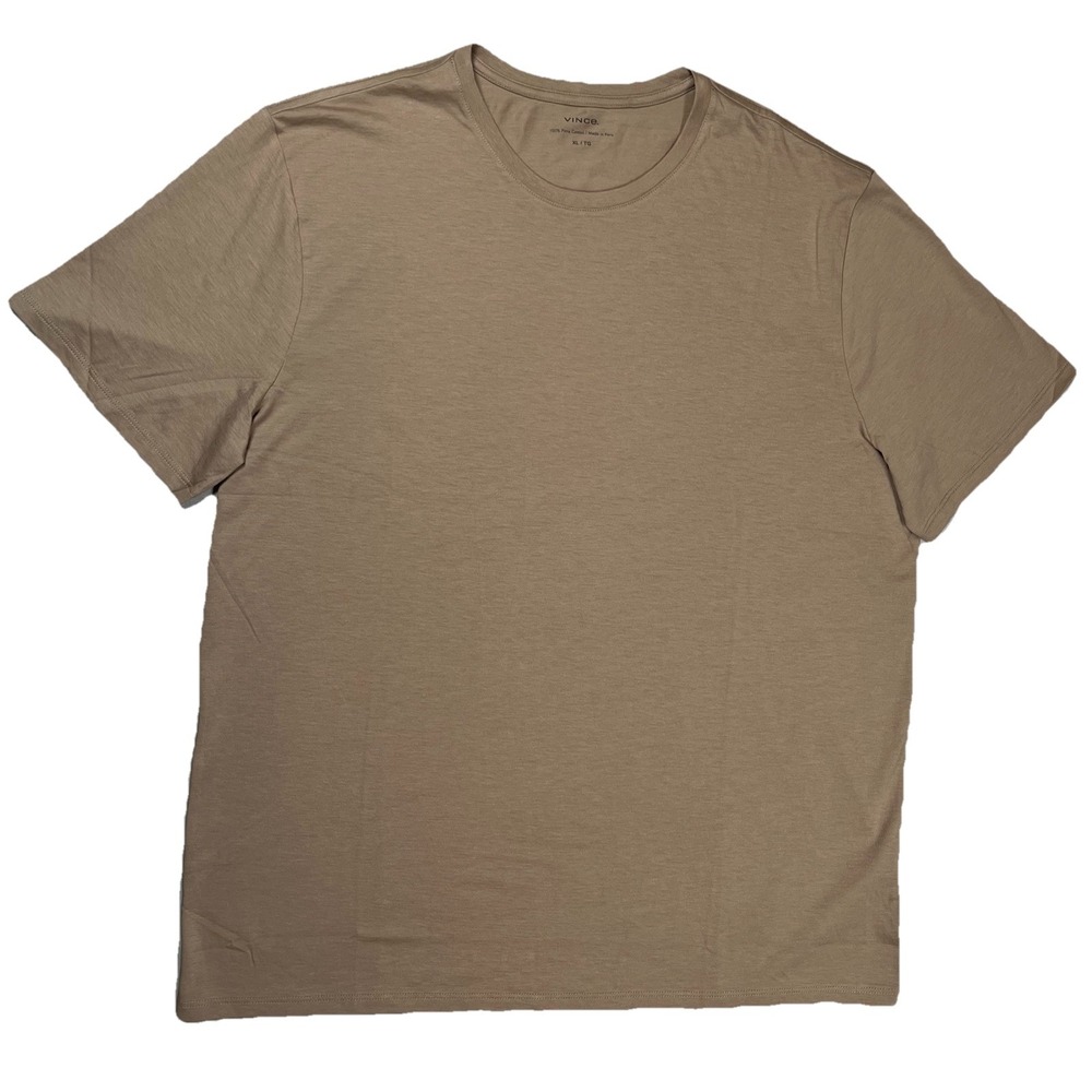 New Vince Essential Pima Cotton Crew Neck T-Shirt Sz XL Men's Tan Brown NWT - Picture 1 of 6